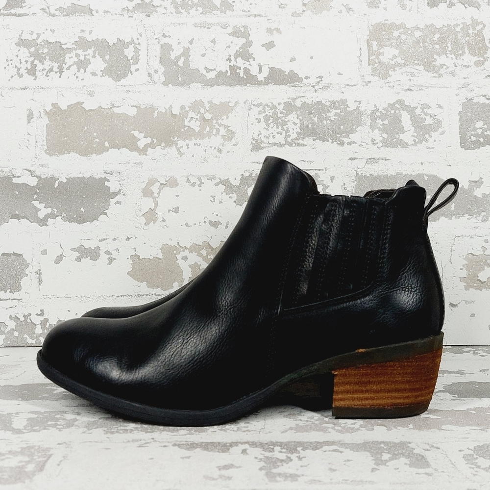 New Boc Lana Black Faux Leather Block Heel Ankle Boots i104